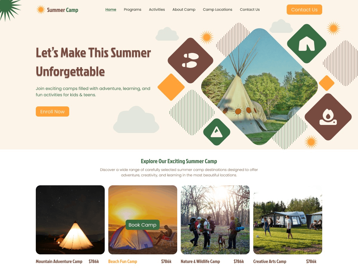 Kids Summer Camps theme screenshot