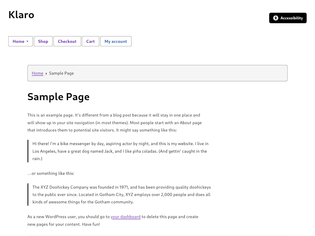 Klaro theme screenshot