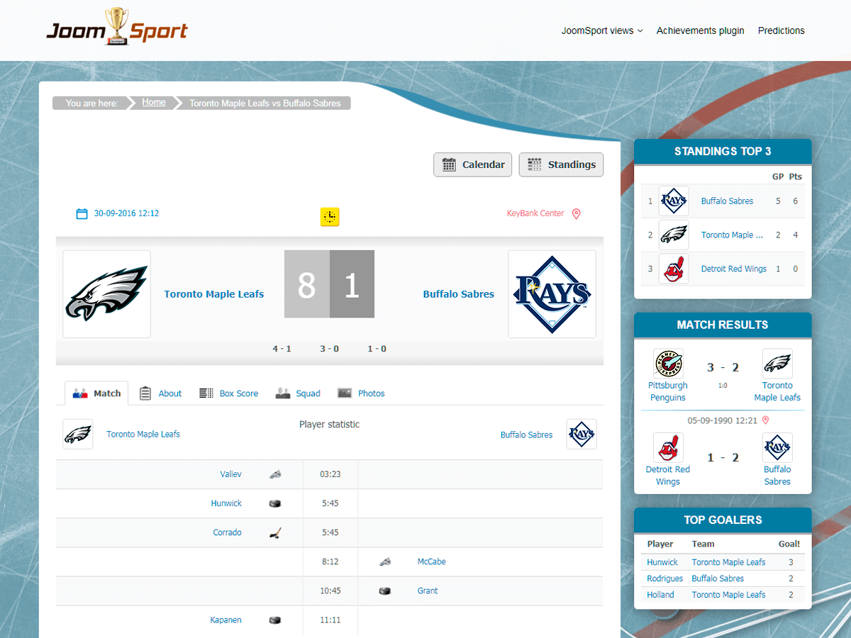 Kodiak Hockey Sport theme screenshot