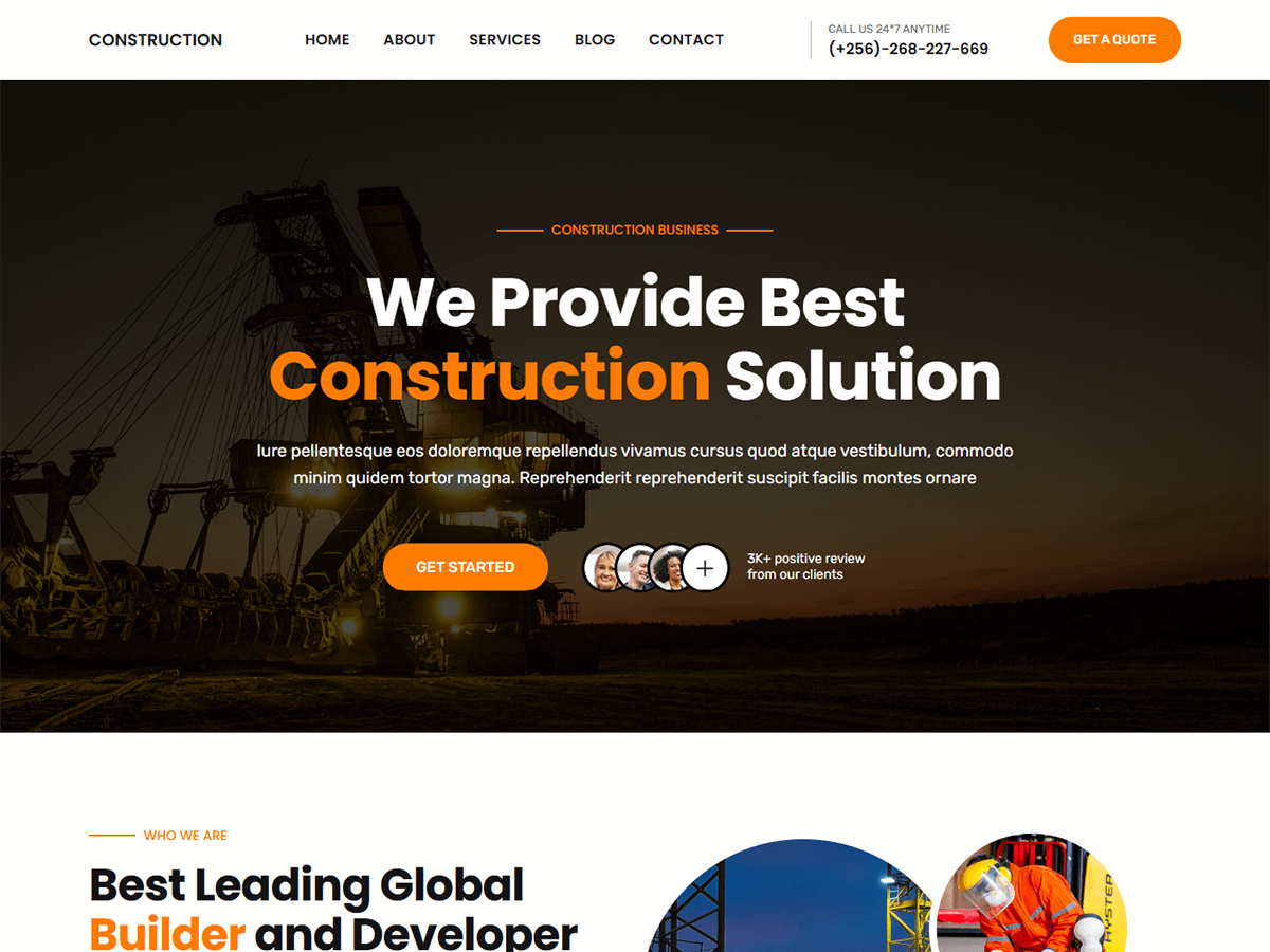 Kortez Construction FSE theme screenshot