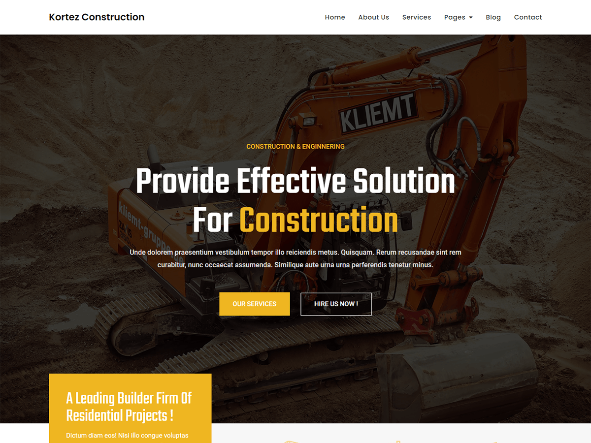 Kortez Construction theme screenshot