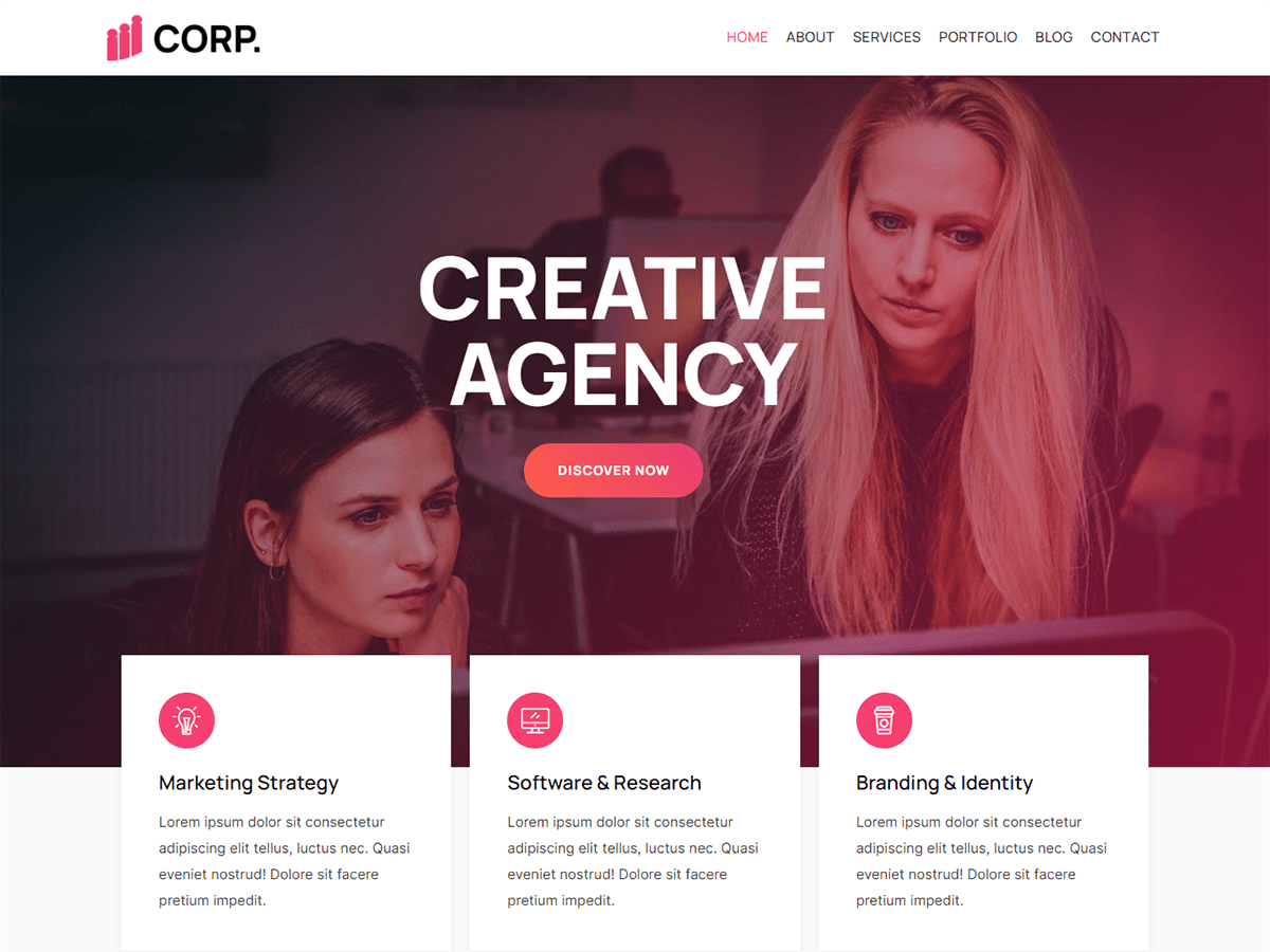 Kortez Corporate theme screenshot