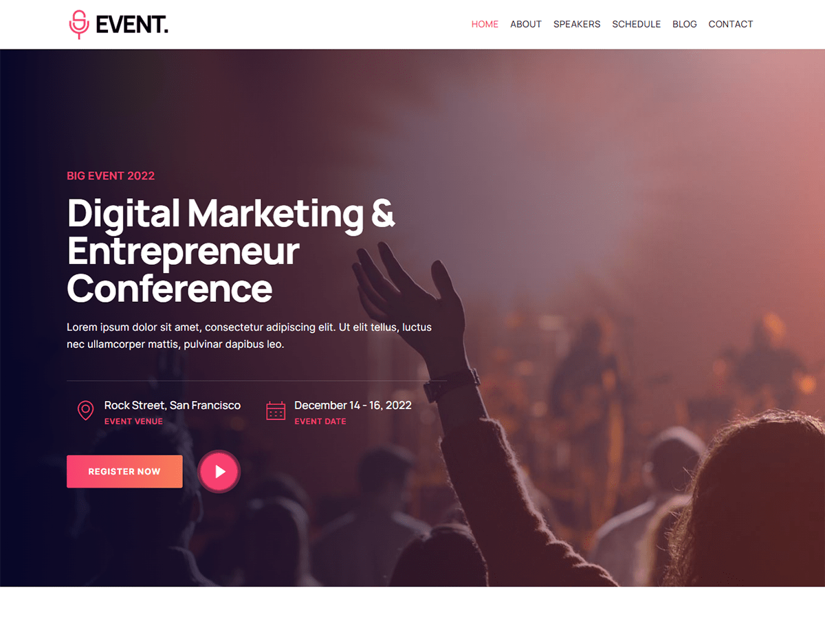 Kortez Event theme screenshot