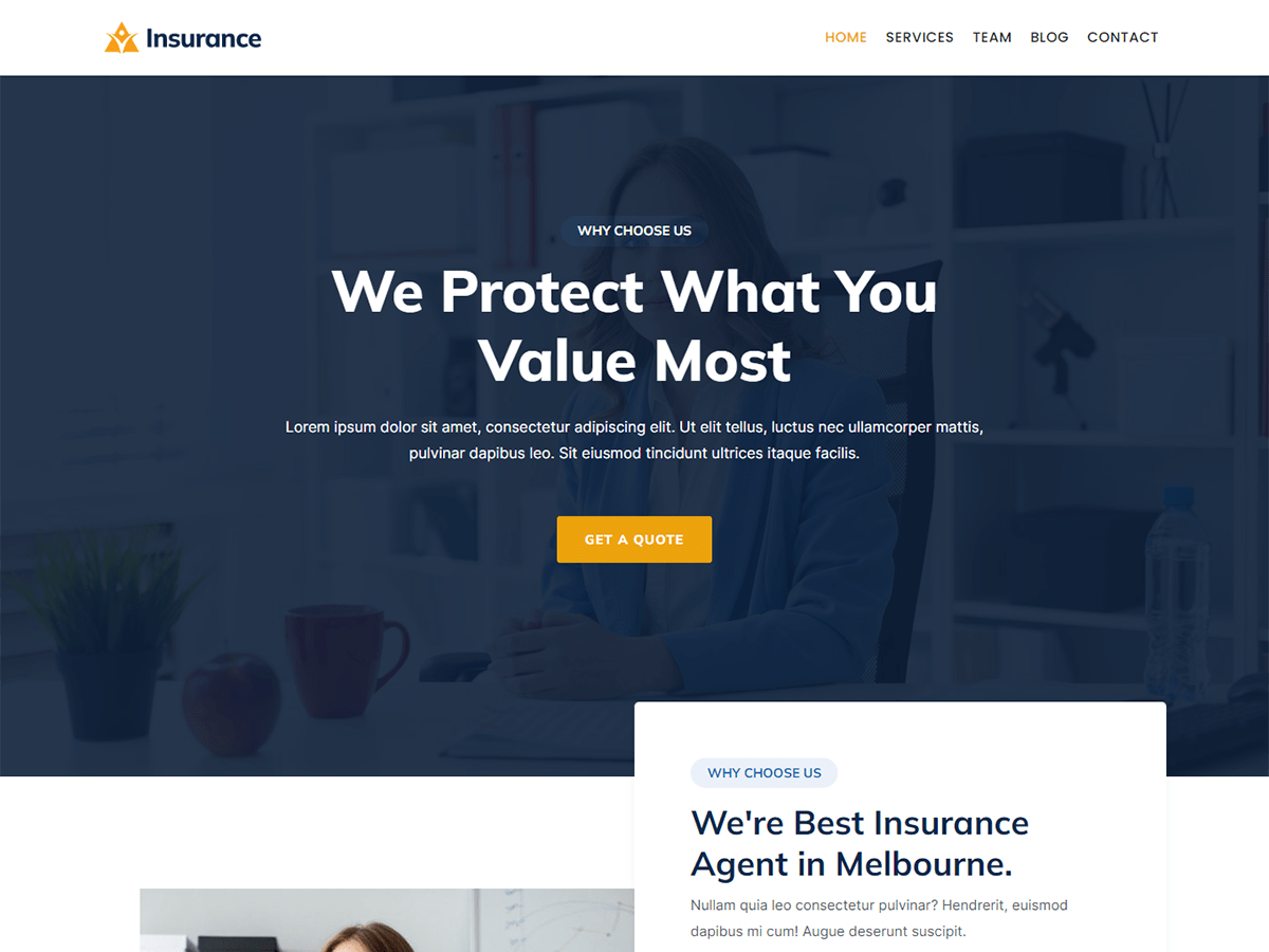 Kortez Insurance theme screenshot