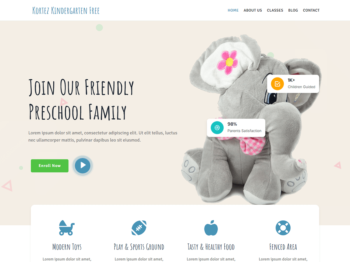 Kortez Kindergarten theme screenshot