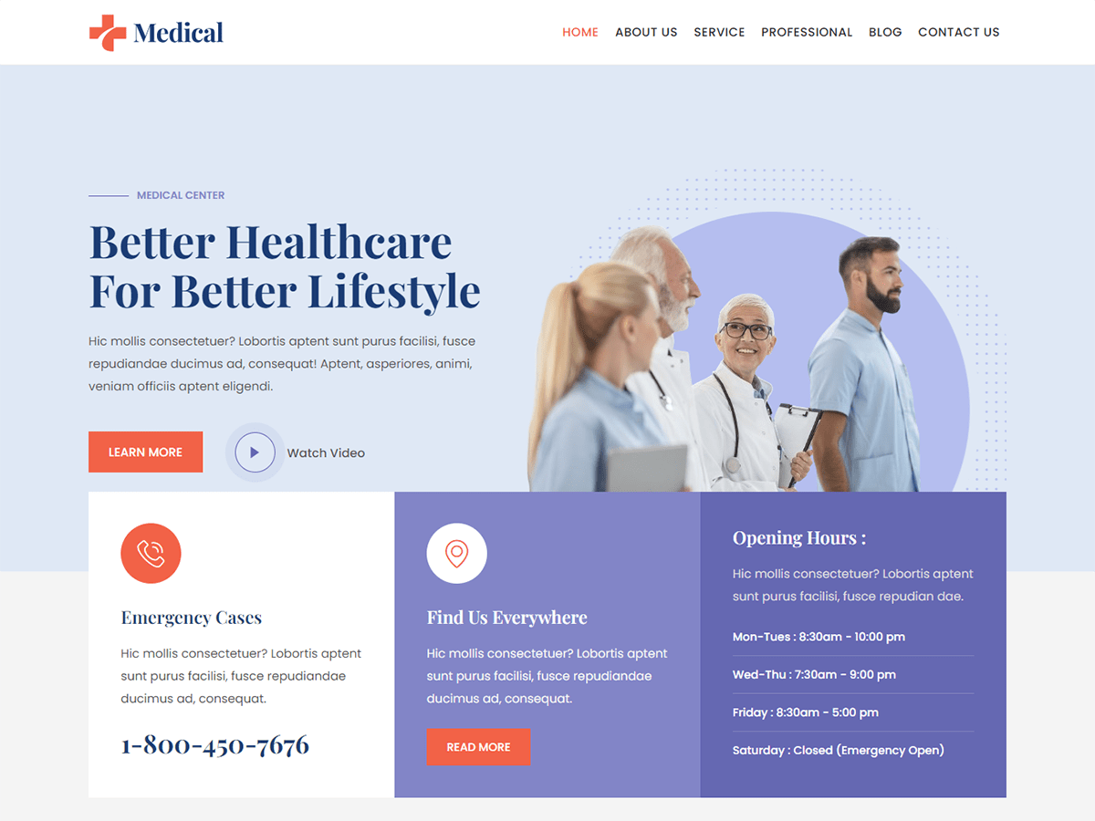 Kortez Medical theme screenshot