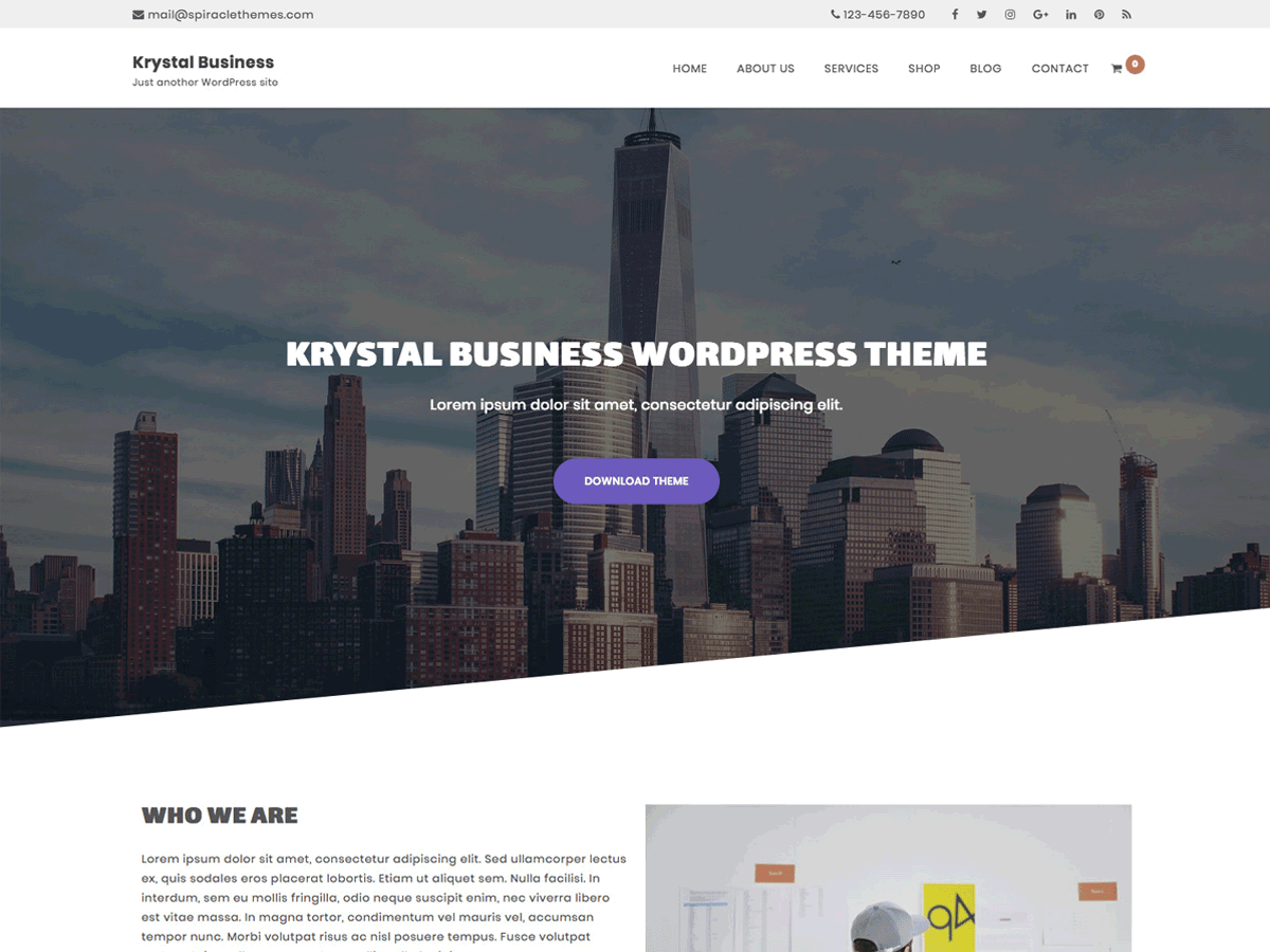 Krystal Business theme screenshot