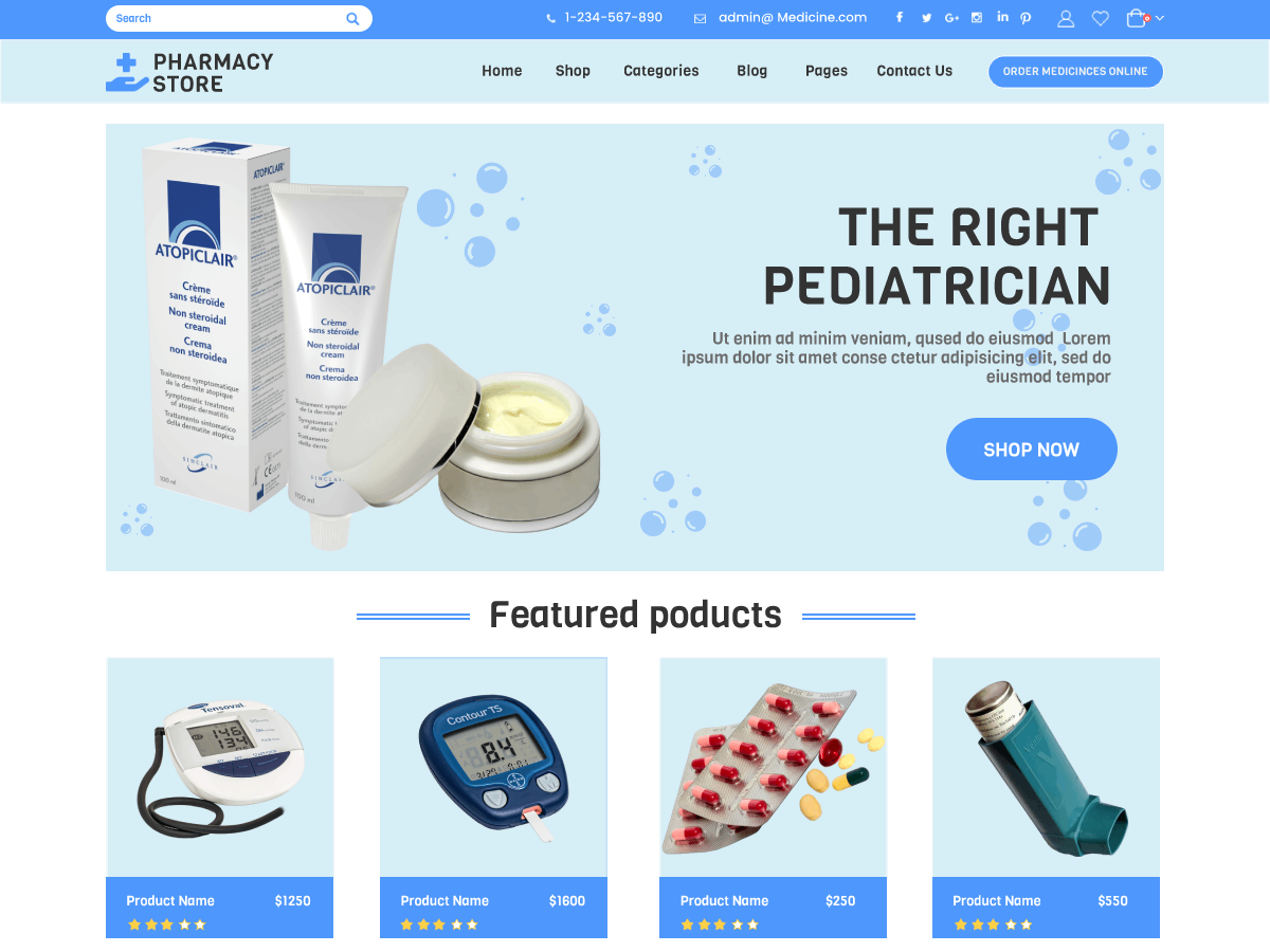 Laboratory Pharmacy Store theme screenshot