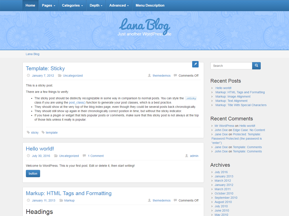 Lana Blog theme screenshot