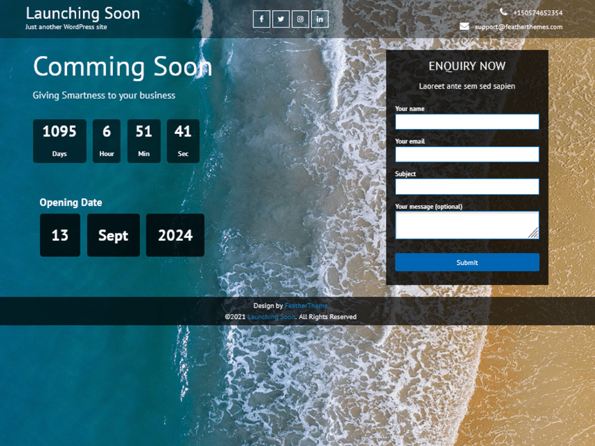 Launching Soon Lite theme screenshot