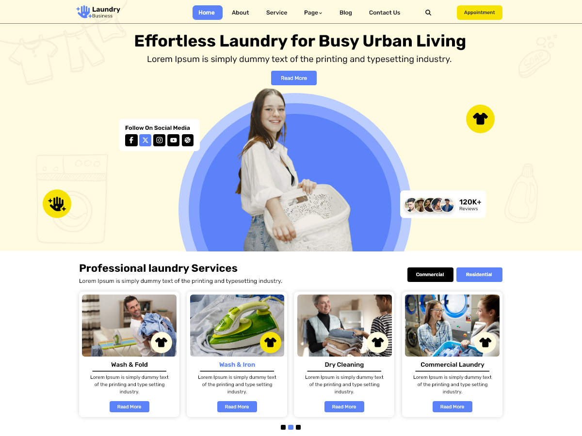 Laundry Business theme screenshot