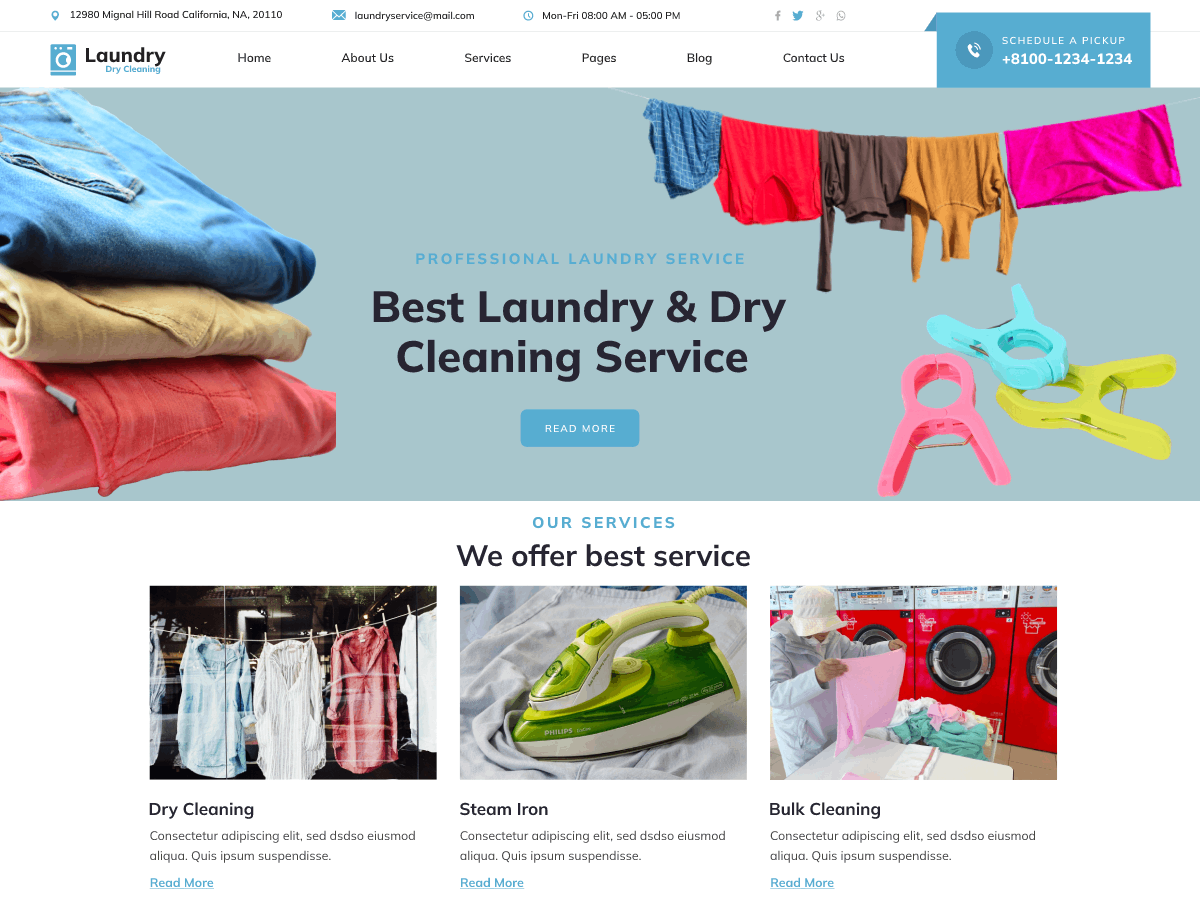 Laundry Dry Cleaning theme screenshot