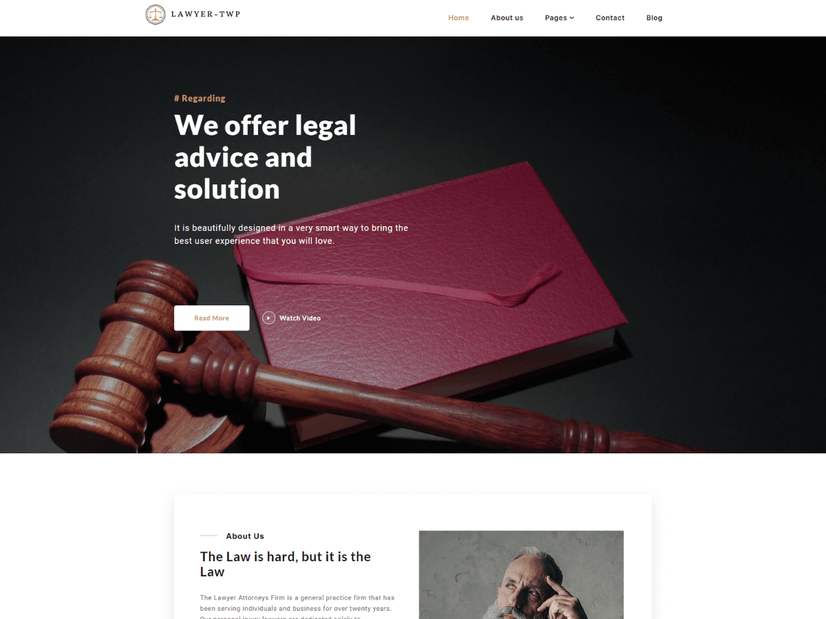 Lawyer Elementor theme screenshot