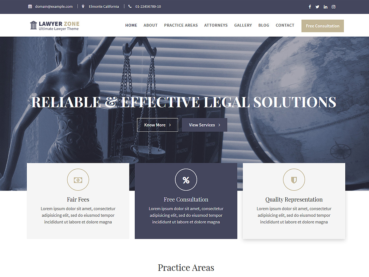 Lawyer Zone theme screenshot