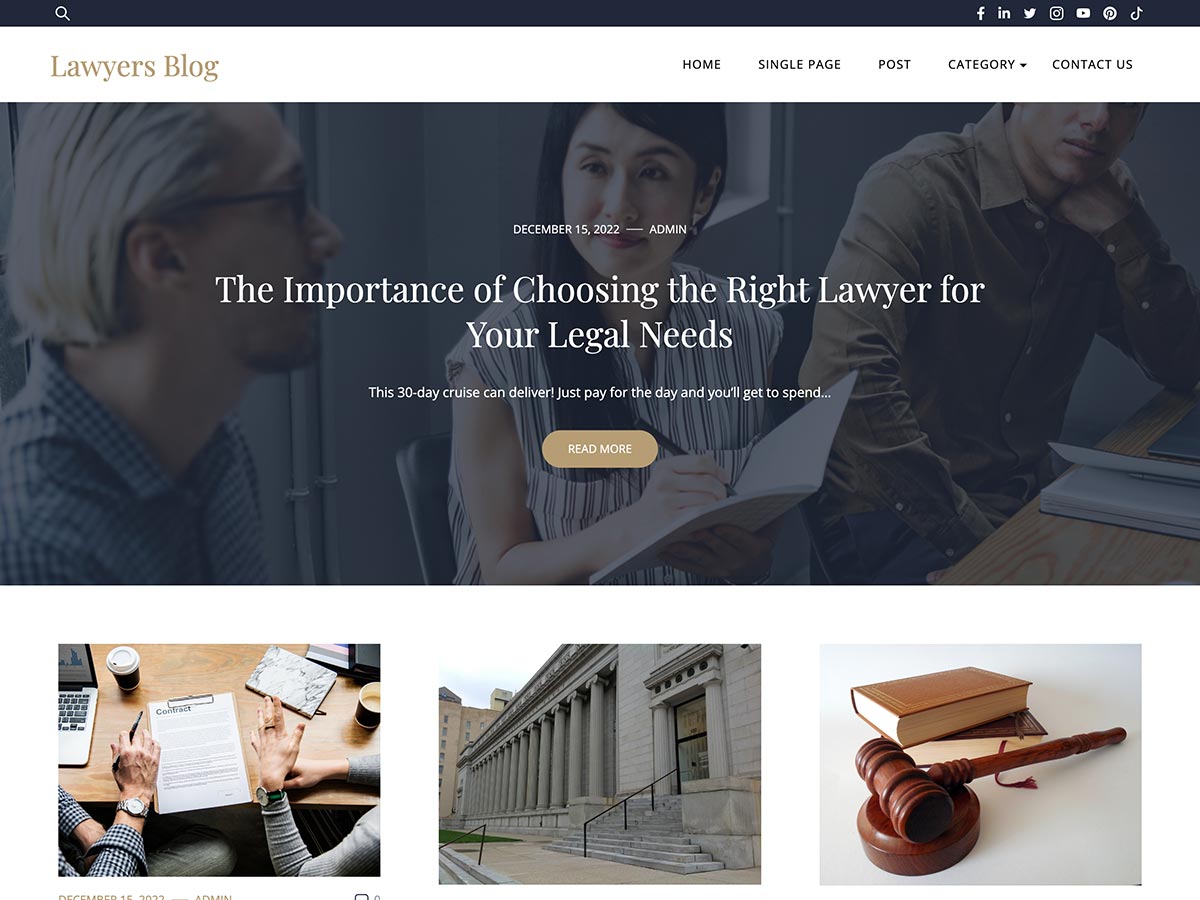Lawyers Blog theme screenshot