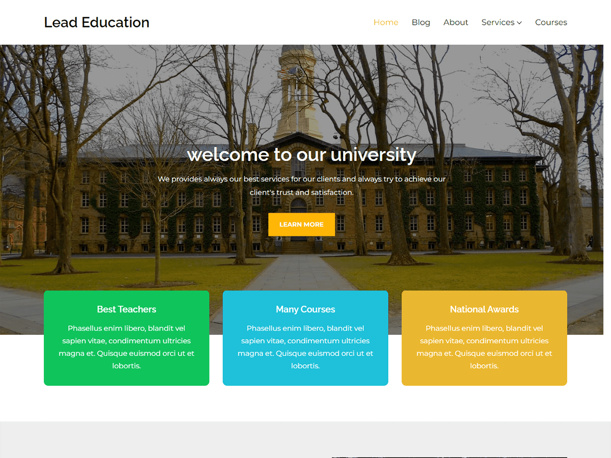 Lead Education theme screenshot