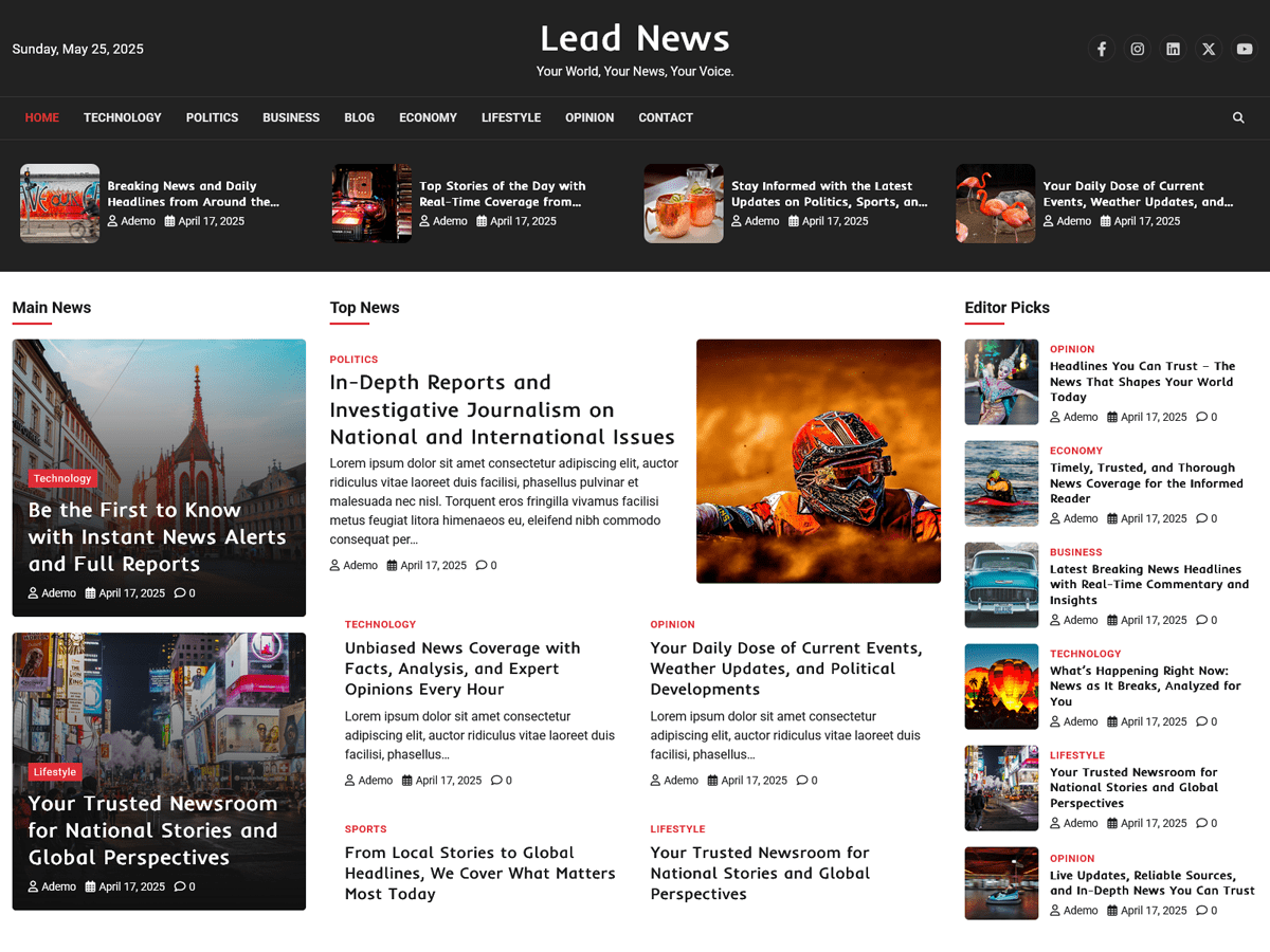 Lead News theme screenshot