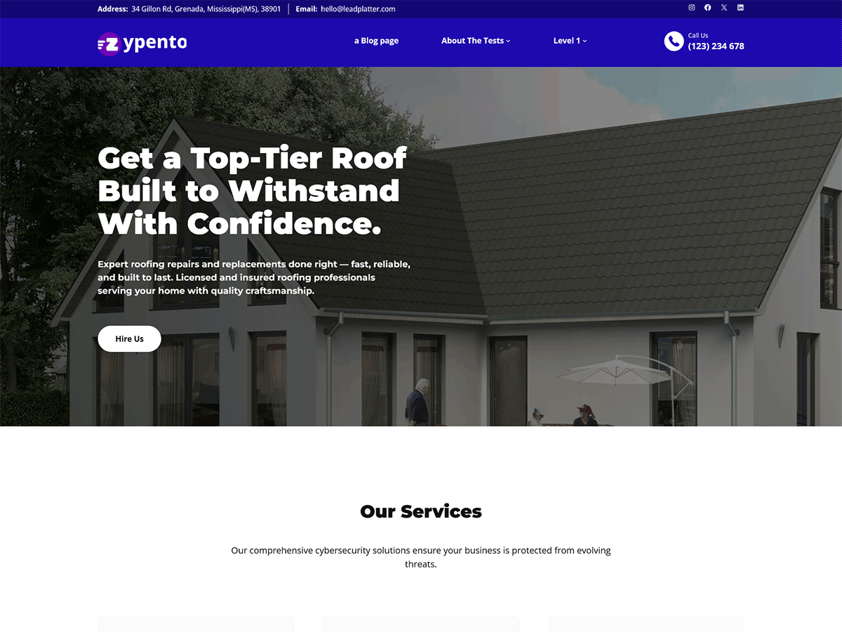 LeadPlatter Roofing theme screenshot