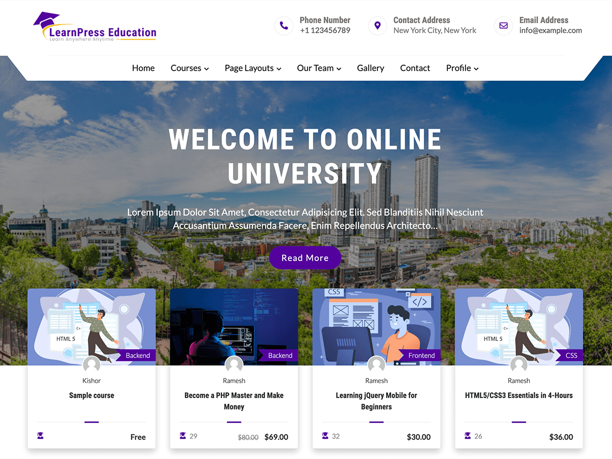Learn Press Education theme screenshot