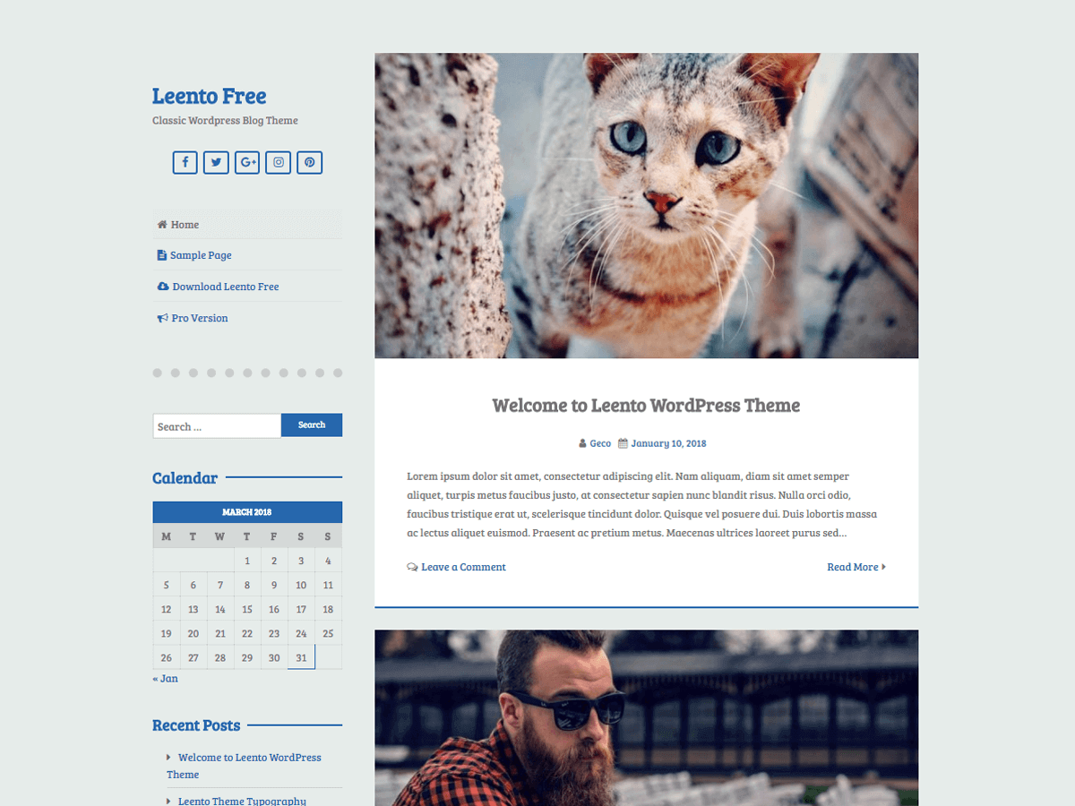 Leento theme screenshot