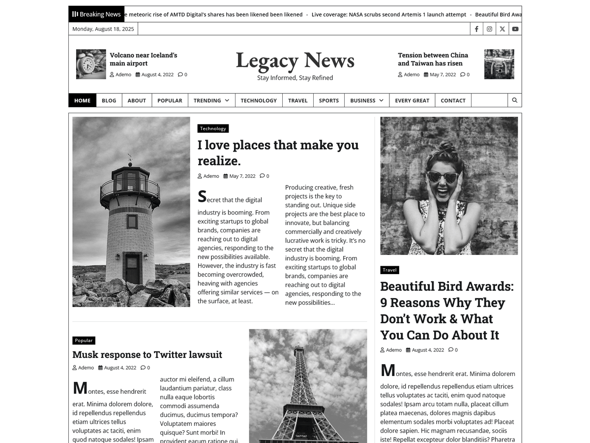 Legacy News theme screenshot