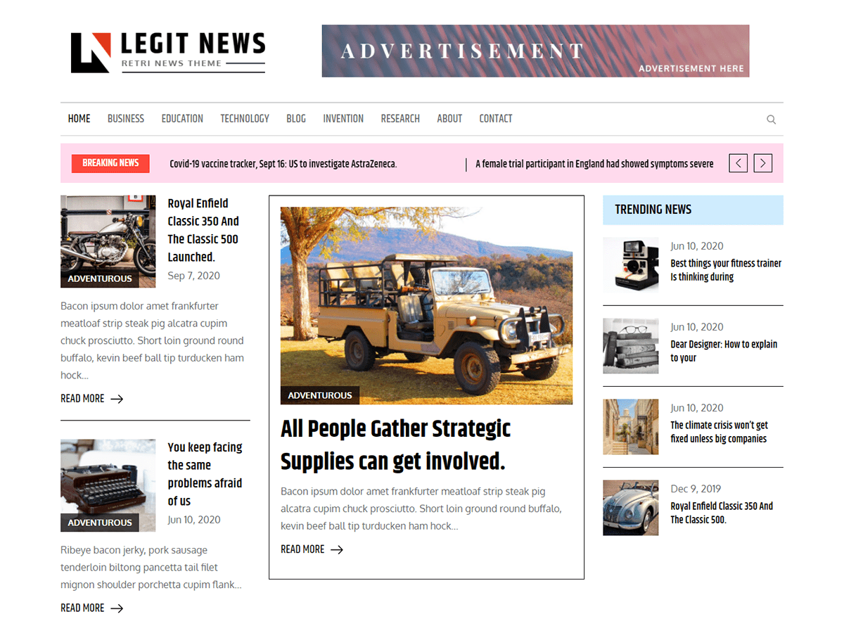 Legit News theme screenshot