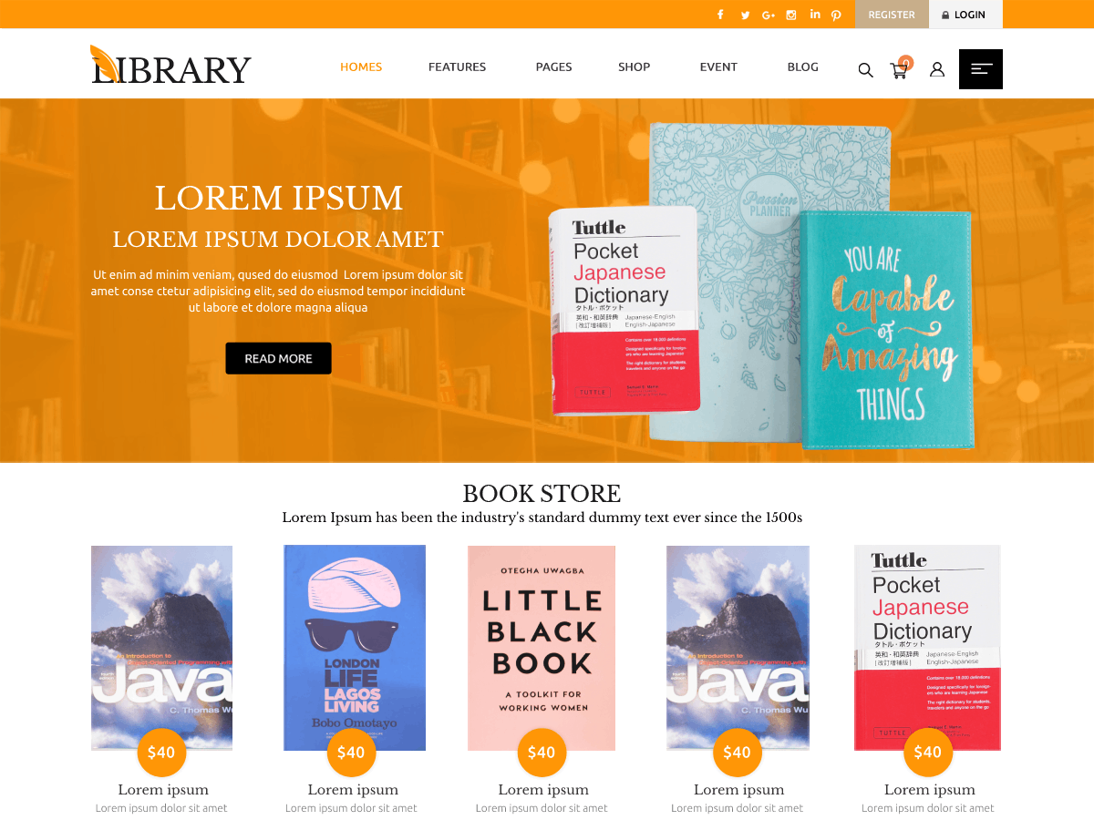 Library Bookstore theme screenshot