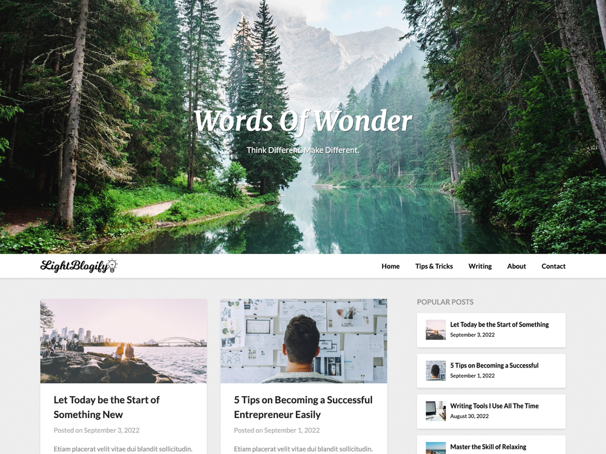 LightBlogify theme screenshot