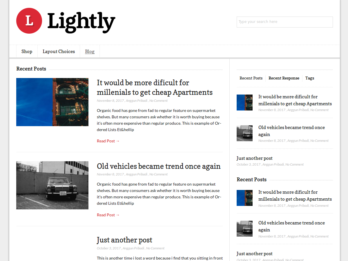 Lightly theme screenshot