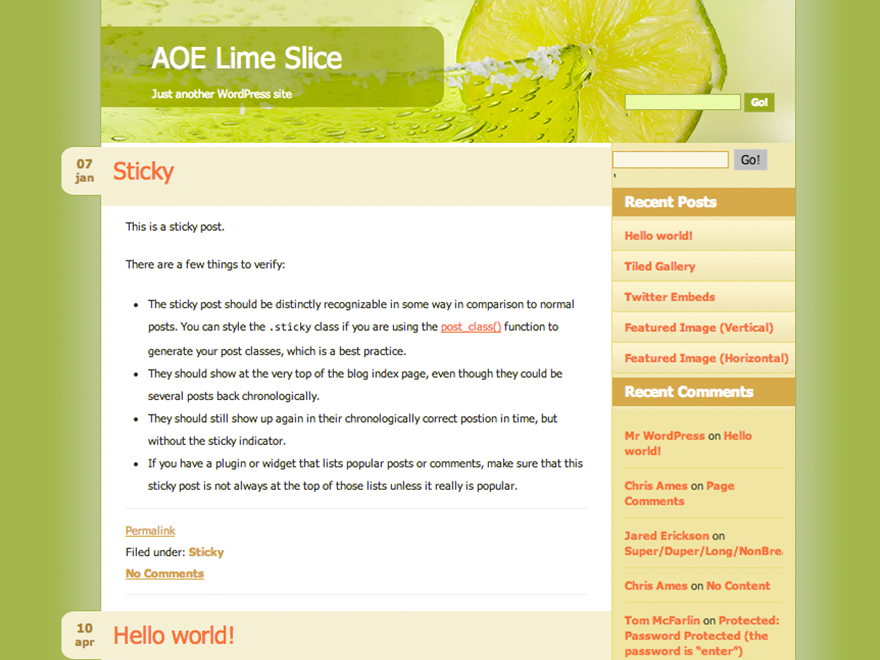Lime Slice theme screenshot