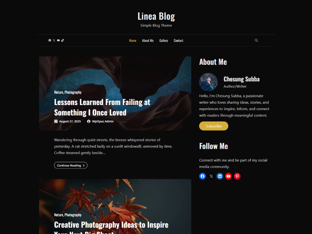 Linea Blog theme screenshot