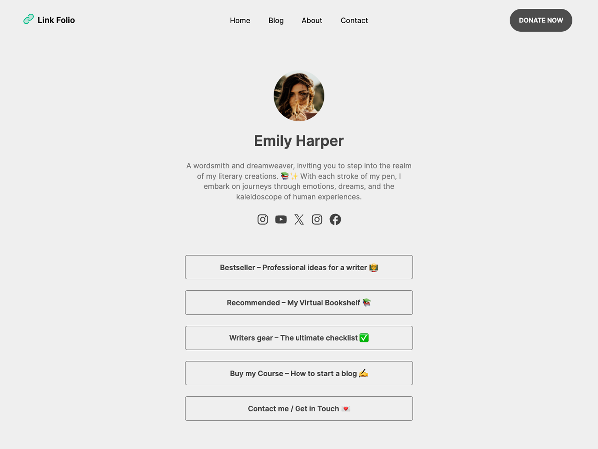 Link Folio theme screenshot