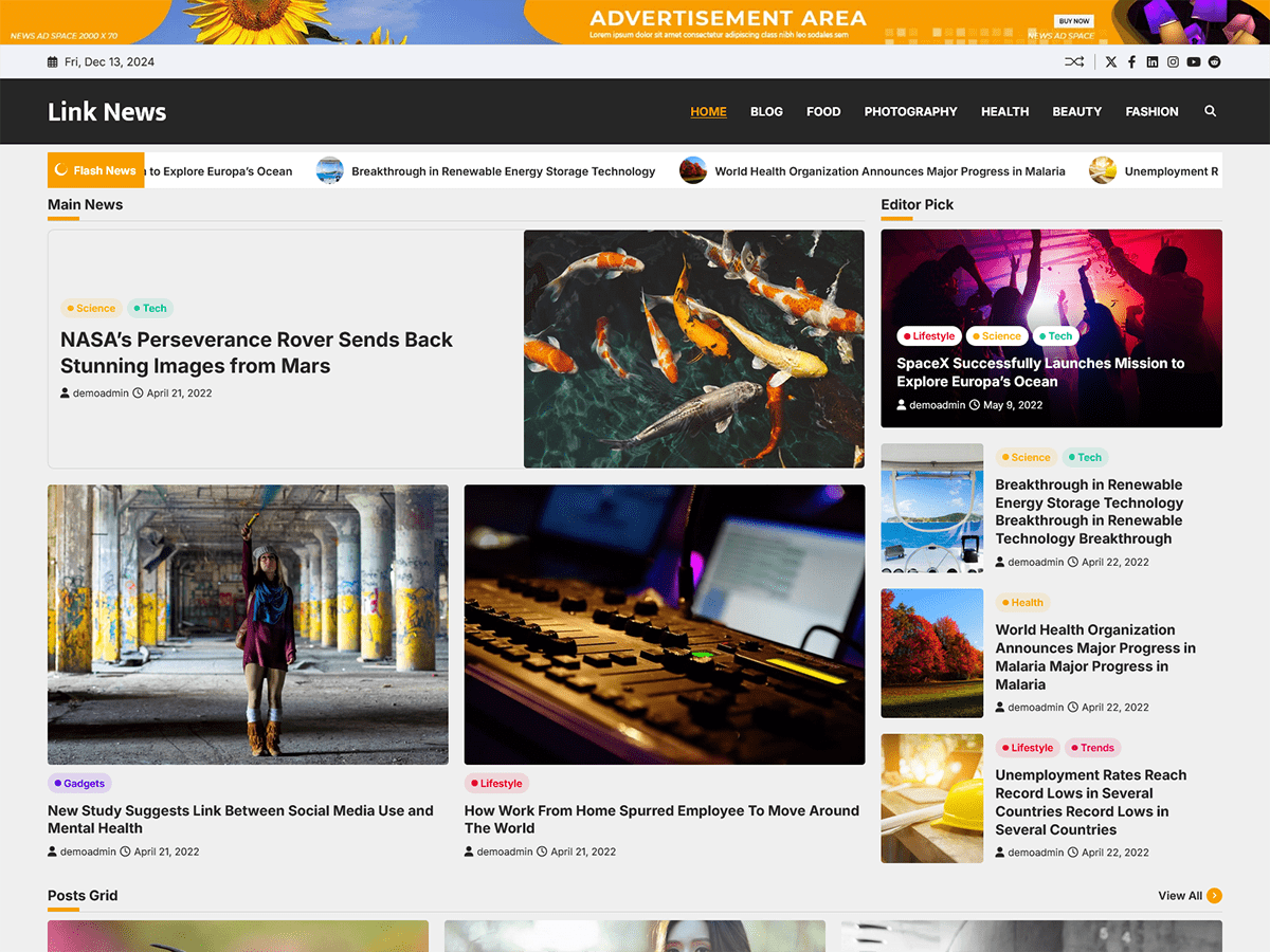 Link News theme screenshot