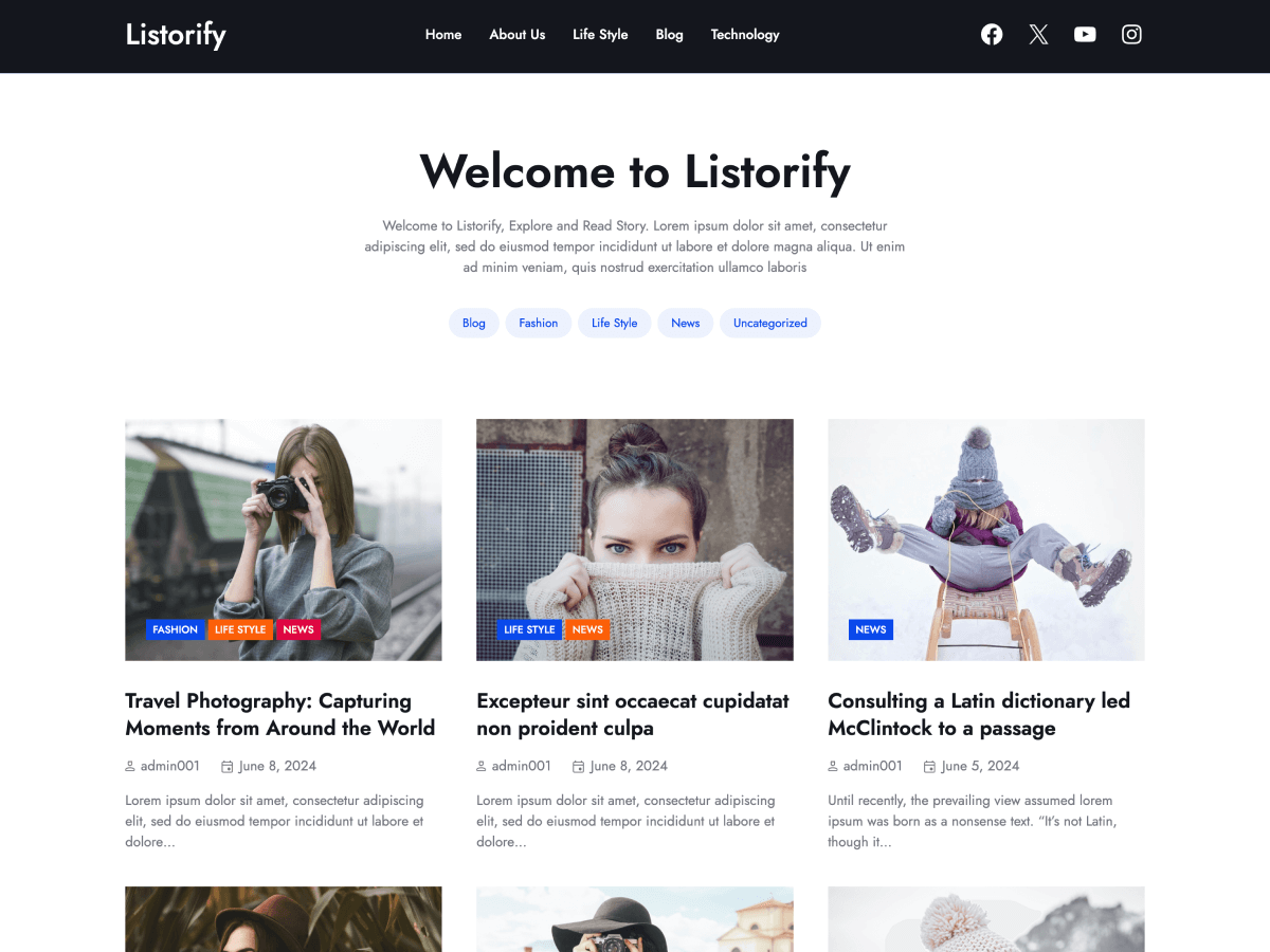 Listorify theme screenshot