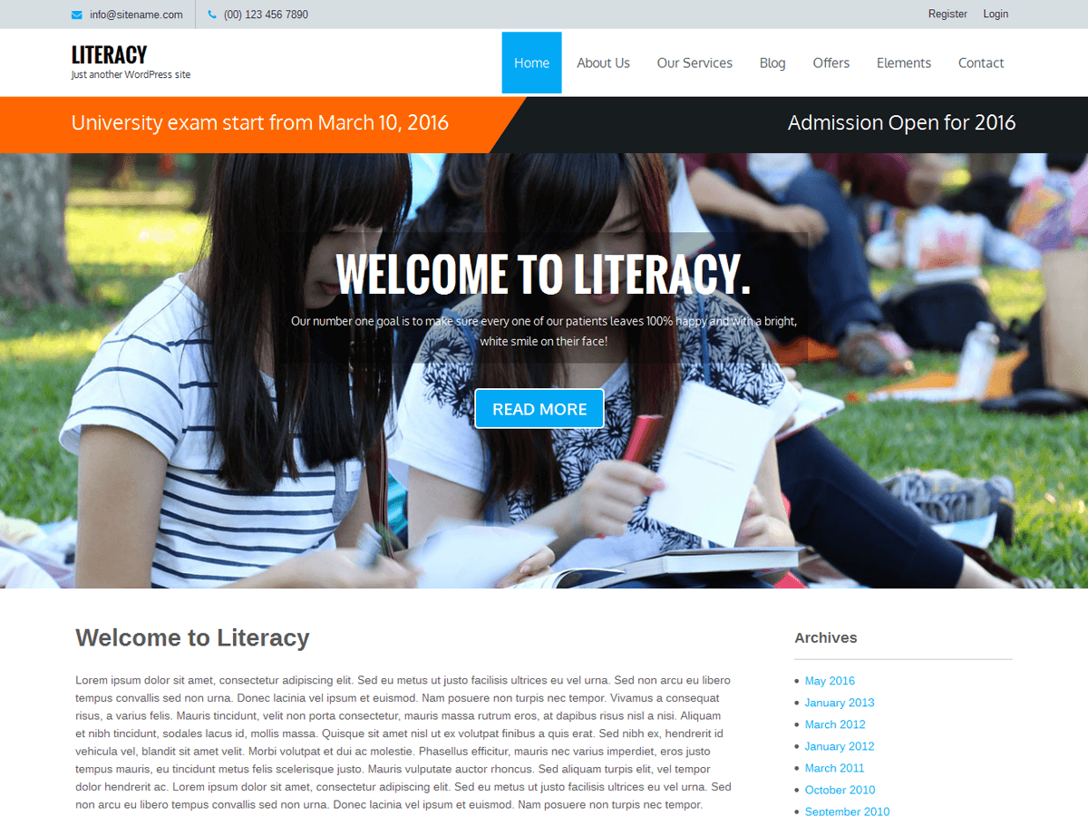 Literacy theme screenshot