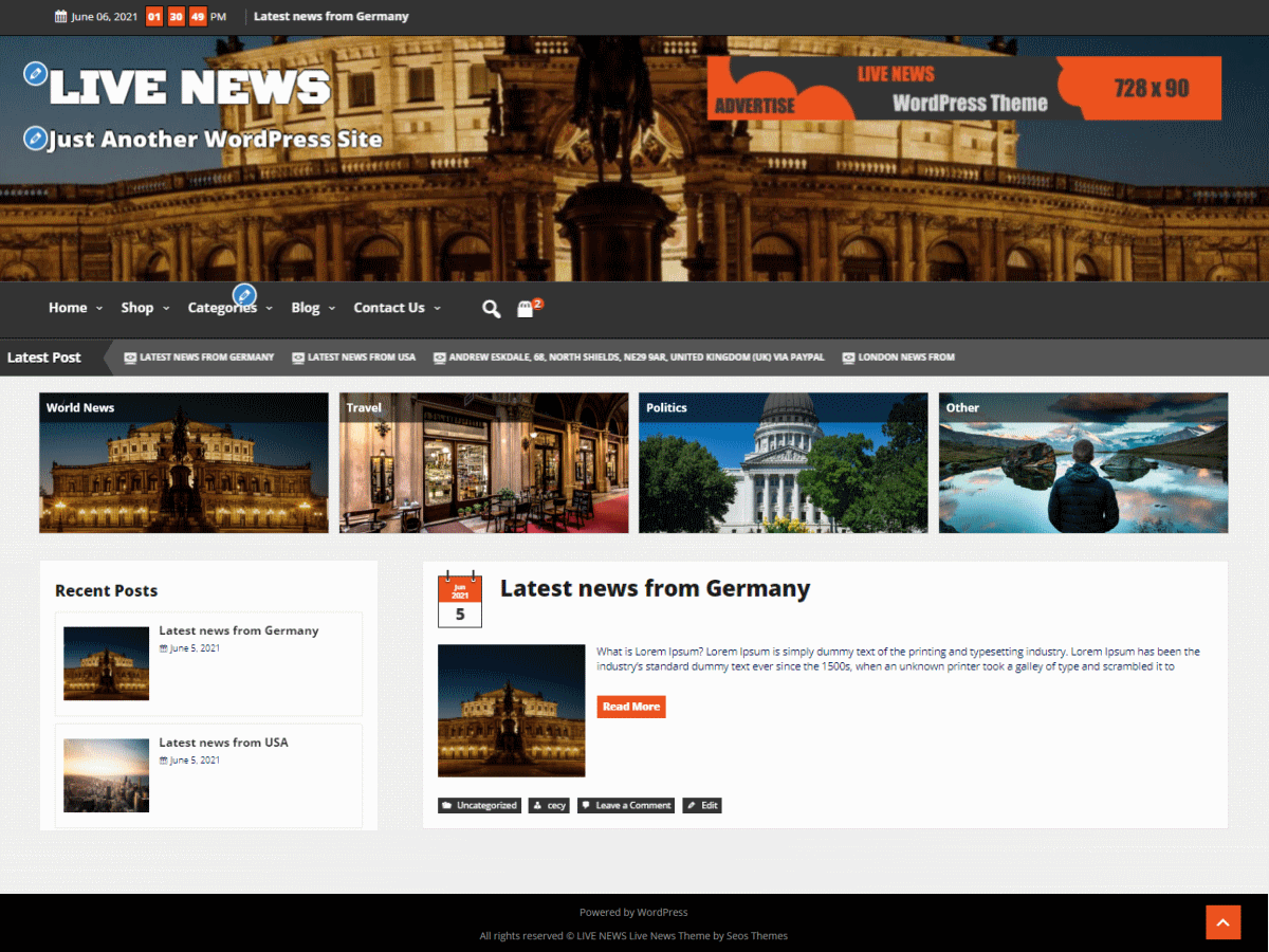 Live News theme screenshot