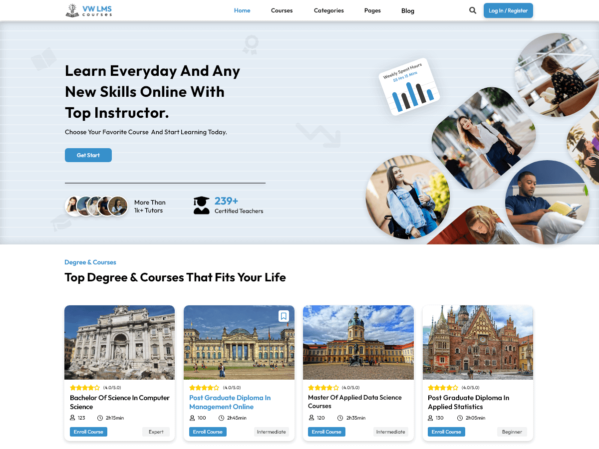 LMS Education Courses theme screenshot
