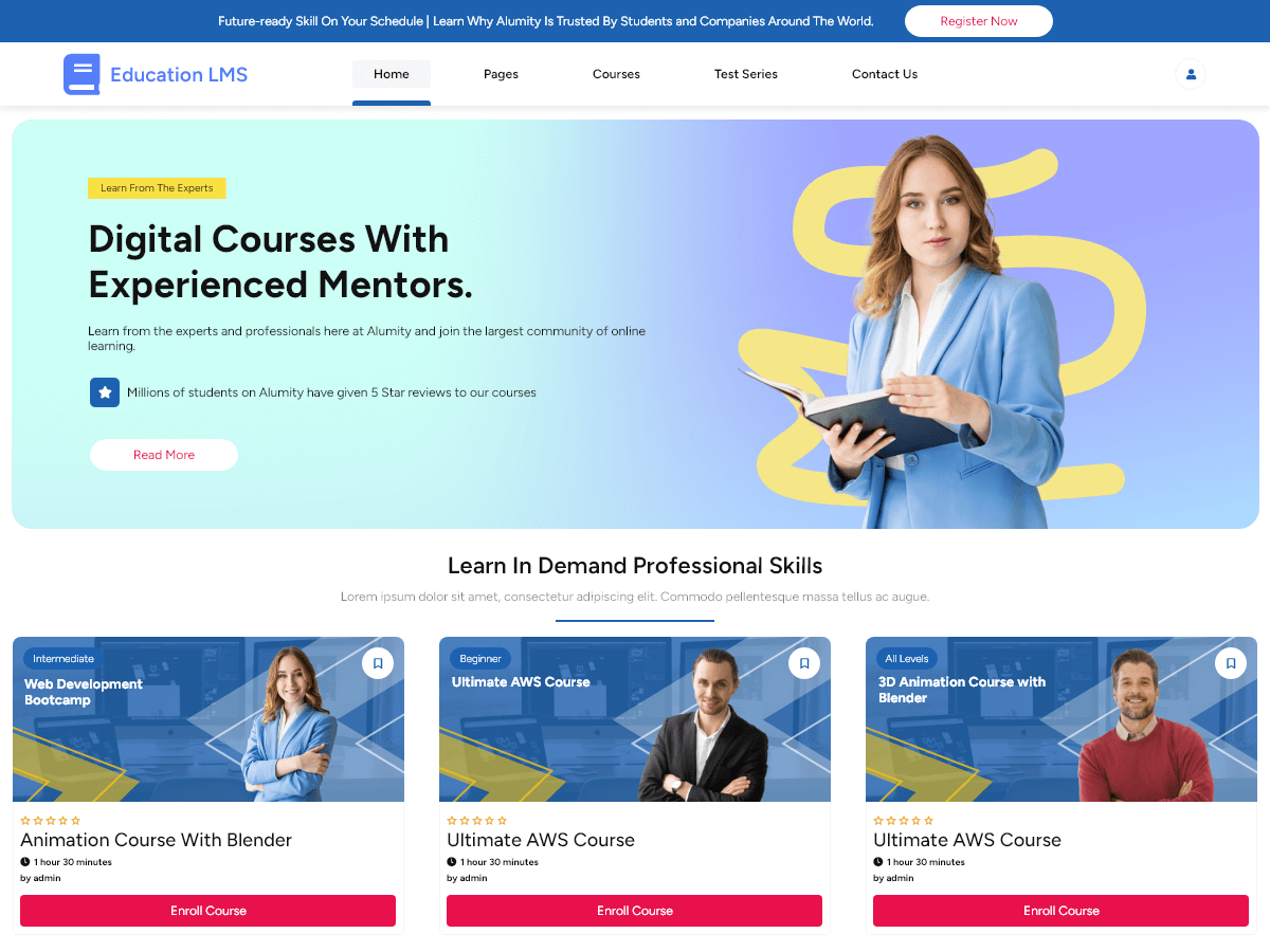 LMS Education Elementor theme screenshot