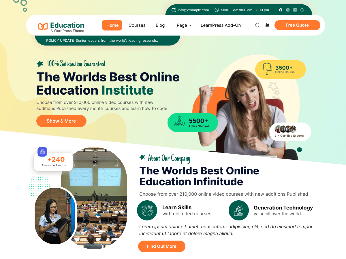 LMS Education Study theme screenshot