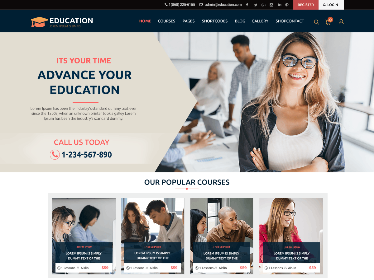 LMS Education theme screenshot