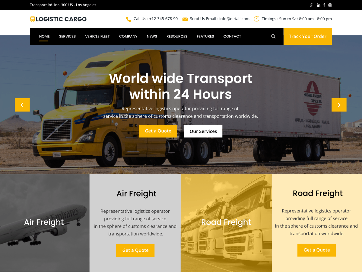 Logistic Cargo Trucking theme screenshot