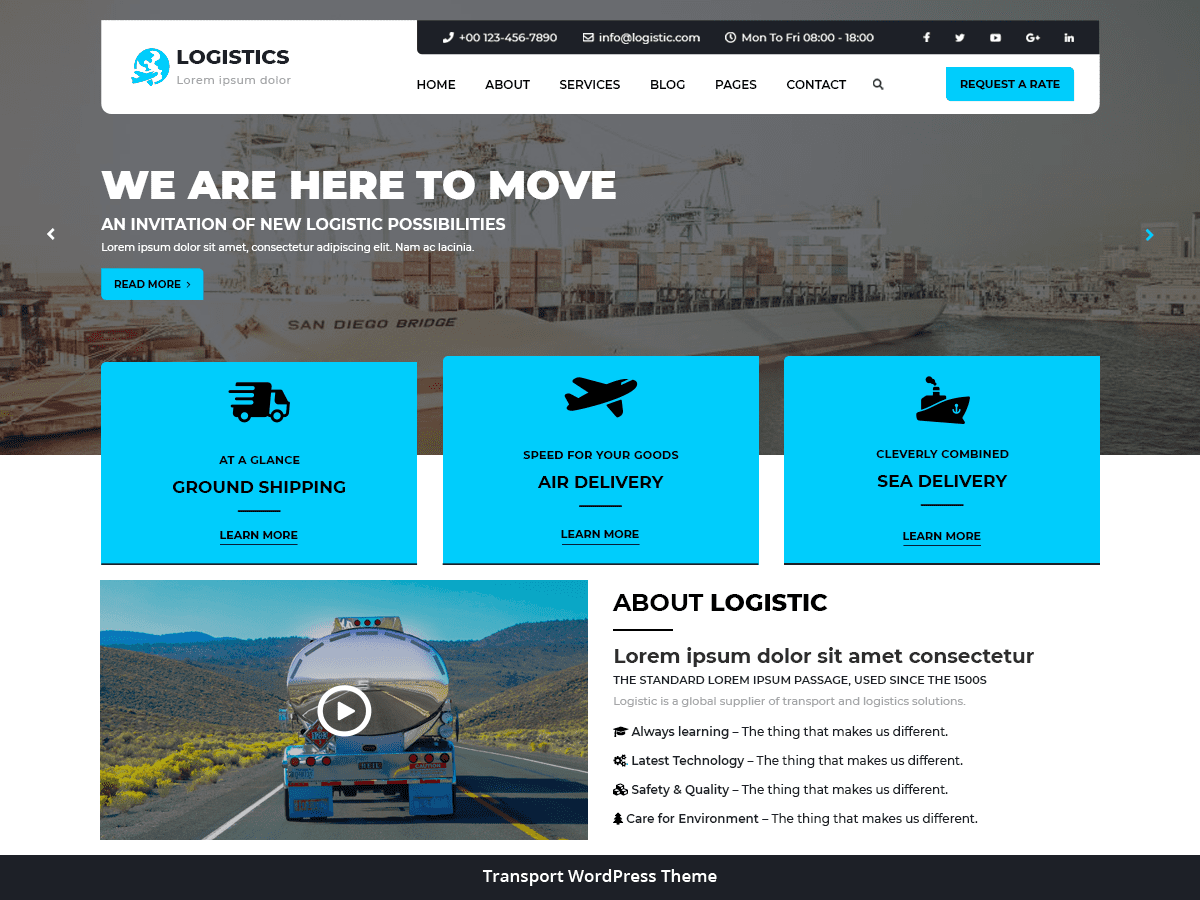 Logistic Transport theme screenshot