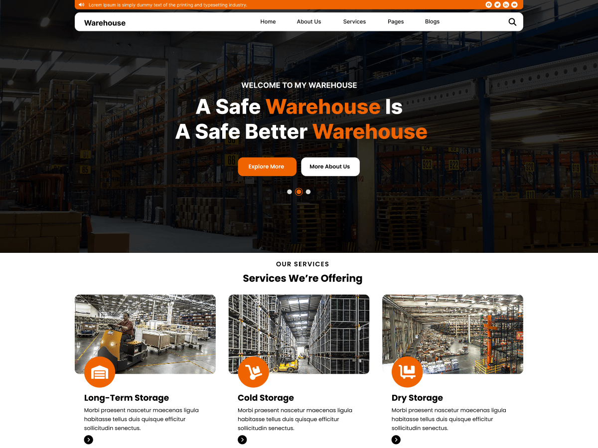 Logistic Warehouse theme screenshot