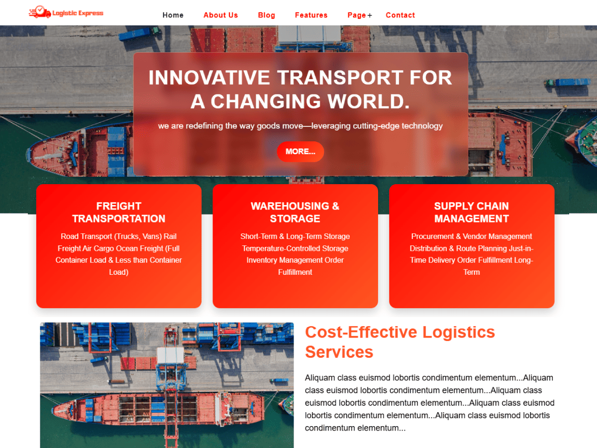 Logistics Express theme screenshot