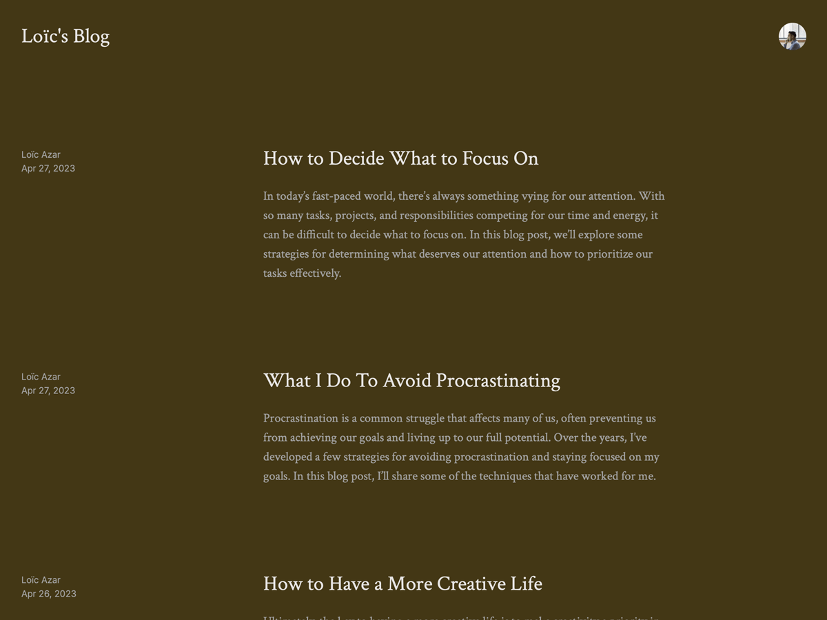 Loïc theme screenshot