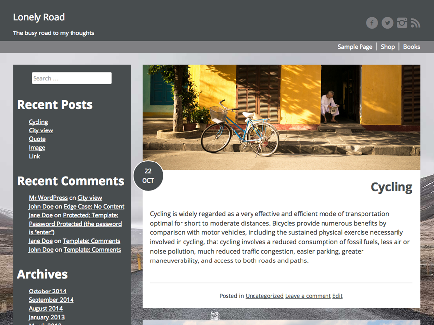 Lonely Road theme screenshot