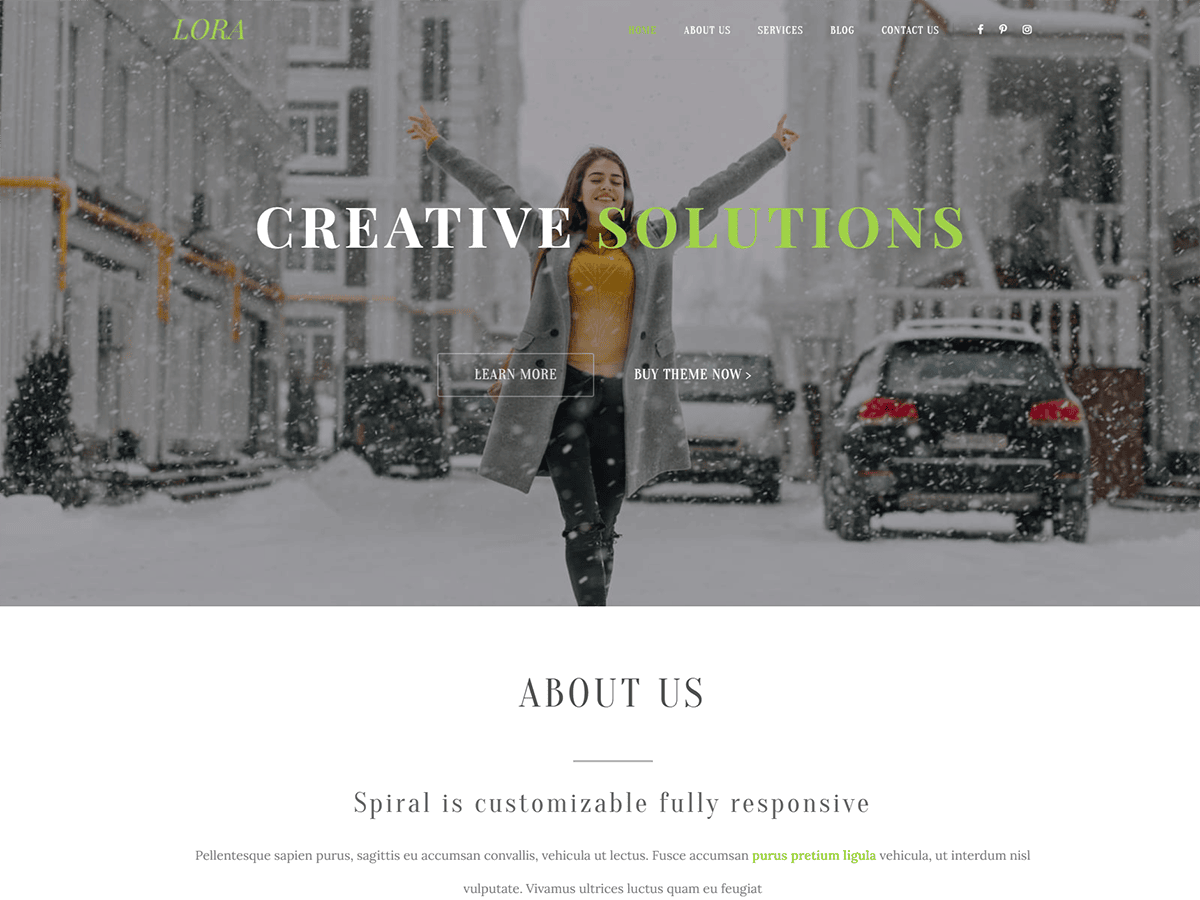 Lora Business One Page theme screenshot