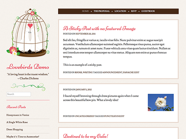 Lovebirds theme screenshot