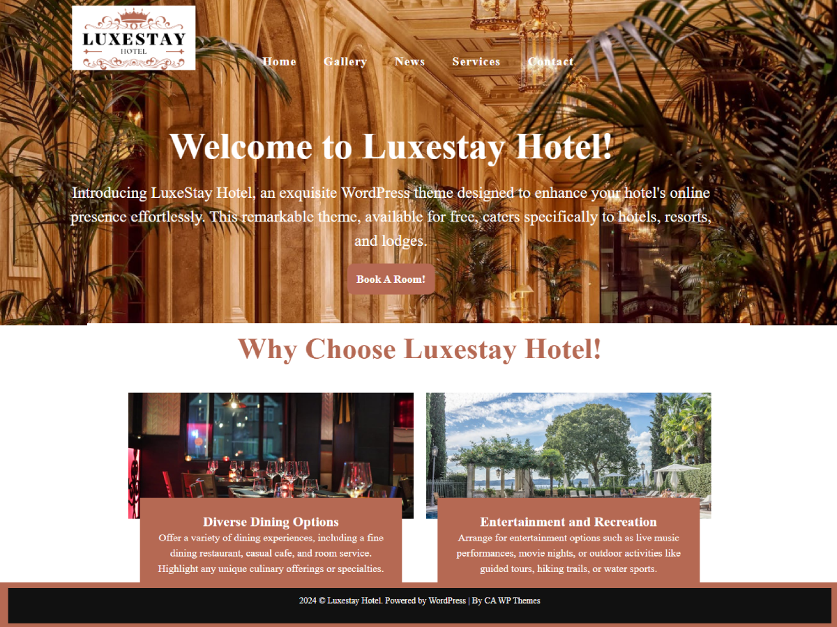 Luxestay Hotel theme screenshot