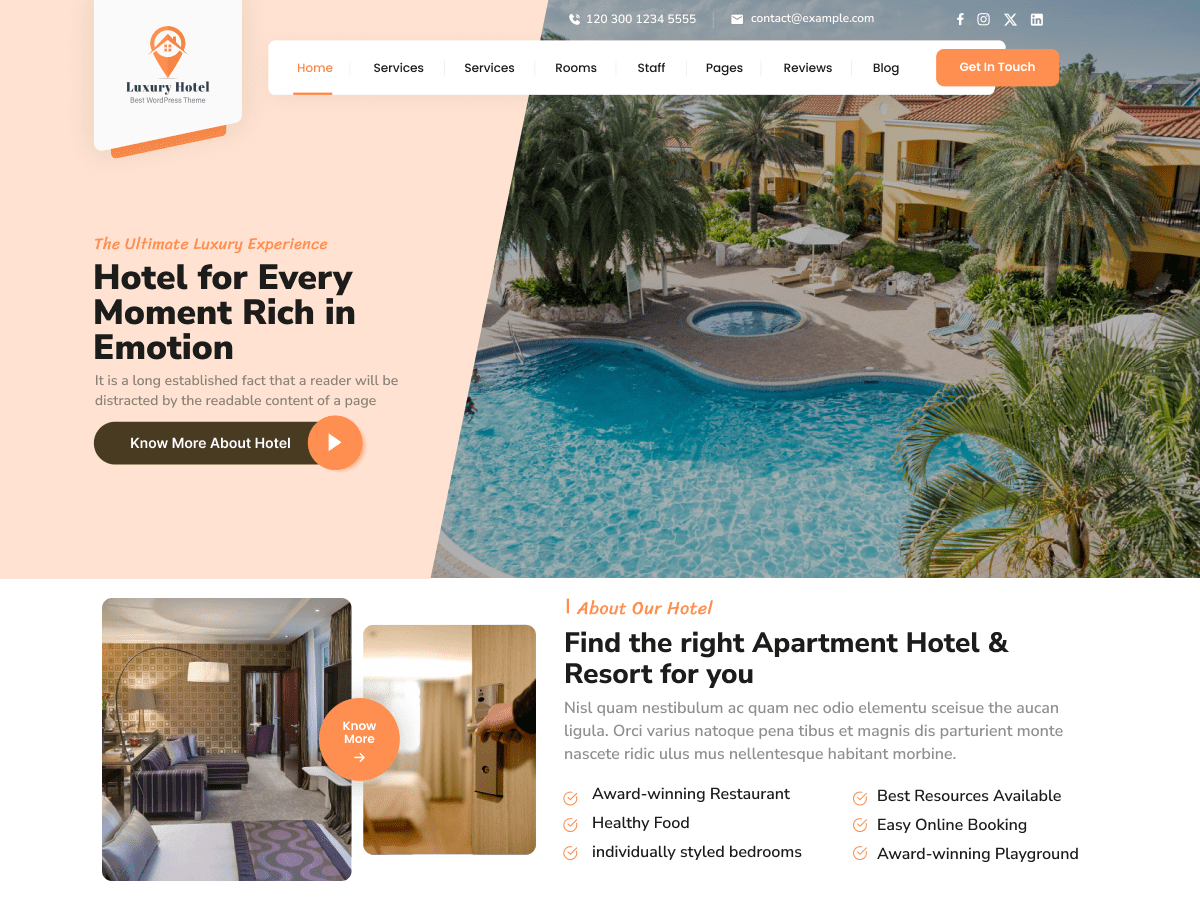 Luxury Hotels theme screenshot